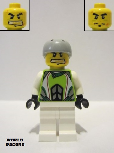 lego 2010 mini figurine wr026 Team X-treme Daredevil 1 REX-treme - Sports Helmet, Plain White Legs 