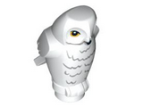 White Owl, Angular Features with Black Beak, Yellow Eyes and Light Bluish Gray Rippled Chest Feathers Pattern (HP Hedwig)