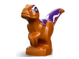 Dark Orange Dinosaur Baby Standing with Dark Purple Back, White Stripes and Yellow Eyes Pattern
