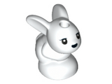 White Bunny / Rabbit, Friends, Baby, Sitting with Black Eyes and Nose Pattern (Chili / Mini / Minu)