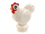 White Chicken with Black Eyes, Red Comb and Wattle, Orange Beak, Medium Blue Eye Shadow Pattern (Camilla)