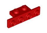 Red Bracket 1 x 2 - 1 x 4 with Two Rounded Corners at the Bottom
