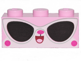 Bright Pink Brick 1 x 3 with Cat Face and Sunglasses (Disco Kitty)