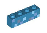 Dark Azure Brick 1 x 4 with Bright Light Blue, Dark Bluish Gray and Sand Blue Squares Pattern (BrickHeadz Zombie Abdomen)