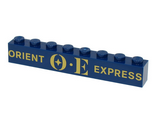 Dark Blue Brick 1 x 8 with Gold 'ORIENT EXPRESS' and OE Logo Pattern