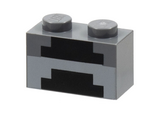 Dark Bluish Gray Brick 1 x 2 with Minecraft Pixelated Furnace Unlit Pattern