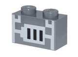 Dark Bluish Gray Brick 1 x 2 with Minecraft Pixelated Blast Furnace with Silver Door and 3 Black Rectangles Pattern