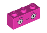 Dark Pink Brick 1 x 3 with Large Round Eyes and Eyelashes Pattern