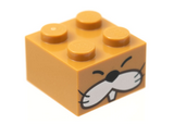 Medium Nougat Brick 2 x 2 with Black Closed Eyes, Nose, and Whiskers, White Cheeks and Tooth Pattern (Super Mario Monty Mole Face)