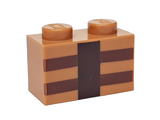 Medium Nougat Brick 1 x 2 with Reddish Brown and Dark Brown Minecraft Crafting Table Lines Pattern