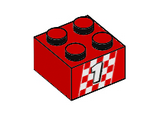 Red Brick 2 x 2 with White Number 1 on Checkered Pattern