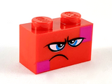 Red Brick 1 x 2 with Dark Azure Eyes, Furrowed Eyebrows, Frown and Magenta Squares on Two Corners Pattern (Queen Watevra Wa'Nabi Face)