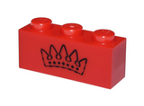 Red Brick 1 x 3 with Black Crown Pattern