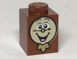 Reddish Brown Brick 1 x 1 with Cogsworth Clock Face Pattern