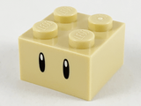 Tan Brick 2 x 2 with Black Oblong Eyes and White Pupils Pattern