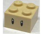 Tan Brick 2 x 2 with Black Angry Eyes and White Pupils Pattern
