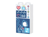 White Brick 1 x 2 x 3 with Medical Data, Heart, Temperature, Pulse, and Cat X-Ray Pattern