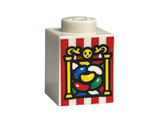 White Brick 1 x 1 with Jelly Beans, Yellow Pillars, and Red Stripes Pattern (HP Bertie Bott's Beans)