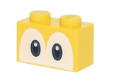 Yellow Brick 1 x 2 with Dark Blue and Black Eyes on White Background Pattern (Super Mario Yoshi)