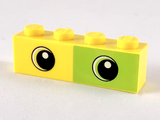 Yellow Brick 1 x 4 with Lime Rectangle Half and Two Eyes Pattern