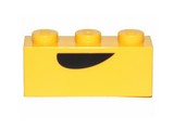 Yellow Brick 1 x 3 with Black Curved Semicircle Pattern (Banarnar Mouth)