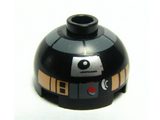 Black Brick, Round 2 x 2 Dome Top with Silver and Copper Pattern (R2-Q5)