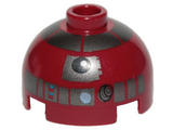 Dark Red Brick, Round 2 x 2 Dome Top with Silver Pattern (R4-P17 / Astromech Droid))