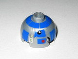Flat Silver Brick, Round 2 x 2 Dome Top with Blue Pattern (R2-D2 Clone Wars)