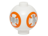 White Brick, Round 2 x 2 Sphere with Stud / Robot Body with BB-8 Droid Pattern