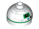 White Brick, Round 2 x 2 Dome Top with Green Pattern (R2 Unit)