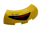 Yellow Brick, Round Corner 3 x 3 without Studs with Black and Red Taillight and 'SL 63' Pattern