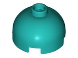 Dark Turquoise Brick, Round 2 x 2 Dome Top - Vented Stud with Bottom Axle Holder x Shape + Orientation