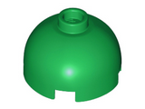 Green Brick, Round 2 x 2 Dome Top with Bottom Axle Holder