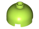 Lime Brick, Round 2 x 2 Dome Top - Vented Stud with Bottom Axle Holder x Shape + Orientation