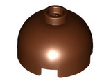 Reddish Brown Brick, Round 2 x 2 Dome Top - Vented Stud with Bottom Axle Holder x Shape + Orientation
