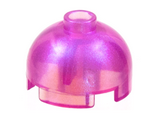 Satin Trans-Dark Pink Brick, Round 2 x 2 Dome Top - Hollow Stud with Bottom Axle Holder x Shape + Orientation