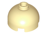 Tan Brick, Round 2 x 2 Dome Top - Hollow Stud with Bottom Axle Holder x Shape + Orientation