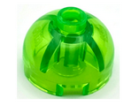 Trans-Bright Green Brick, Round 2 x 2 Dome Top - Hollow Stud with Bottom Axle Holder x Shape + Orientation