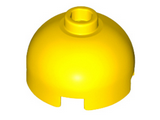 Yellow Brick, Round 2 x 2 Dome Top - Hollow Stud with Bottom Axle Holder x Shape + Orientation