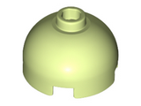 Yellowish Green Brick, Round 2 x 2 Dome Top - Hollow Stud with Bottom Axle Holder x Shape + Orientation