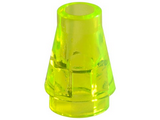 Trans-Neon Green Cone 1 x 1 without Top Groove