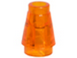 Trans-Orange Cone 1 x 1 with Top Groove
