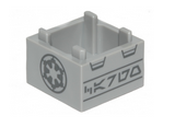 Light Bluish Gray Container, Box 2 x 2 x 1 - Top Opening with Raised Inner Bottom with Dark Bluish Gray SW Imperial Logo and Aurebesh Characters 'CARGO' Pattern