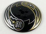 Black Dish 6 x 6 Inverted (Radar) - Solid Studs with Silver and Gold Lines and Chinese Logogram '銀' and '金' (Silver, Gold) Pattern
