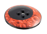 Black Dish 6 x 6 Inverted (Radar) - Solid Studs with Off-center Red Ring with Dark Red and Coral Craters Pattern