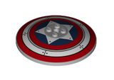 Light Bluish Gray Dish 8 x 8 Inverted (Radar) - Solid Studs with Captain America Shield, Red and White Rings and Star Pattern
