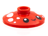 Red Dish 2 x 2 Inverted (Radar) with White Spots, Black Eyes and Grin Pattern