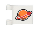 White Flag 2 x 2 Square with Flared Edge with Orange and Red Classic Space Logo Pattern on Both Sides