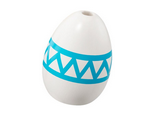 White Egg with Small Pin Hole with Medium Azure Lines and Zigzag Pattern