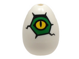 White Egg with Small Pin Hole with Yellow and Green Alligator / Crocodile / Dinosaur Eye and Cracks Pattern